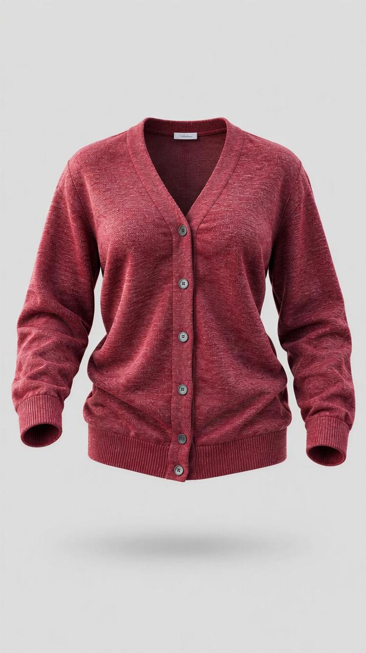 Garnet Hill Cardigan Sweater Womens Small Red Button Front V-Neck Long